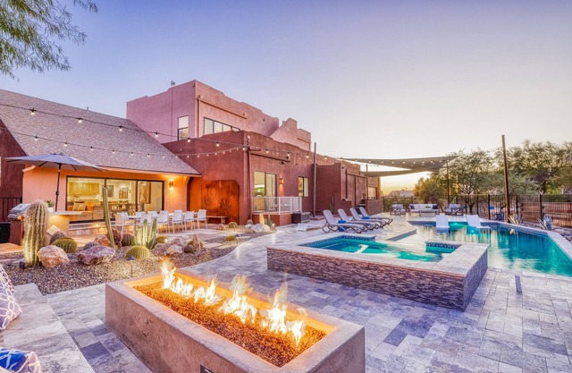 Stunning Arizona estate with mountain views, a heated pool, game room, & hot tub
