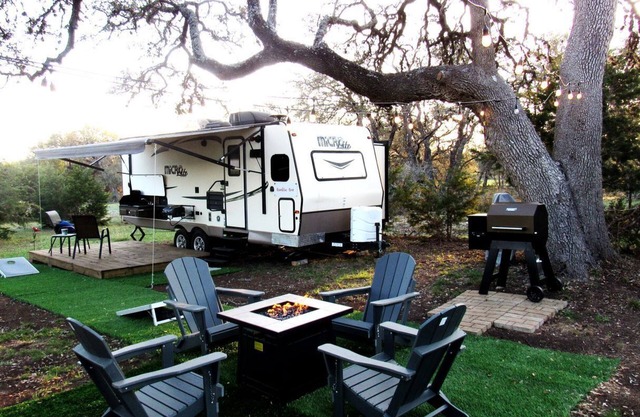 Texas Glamping Vacations in this Charming Caravan Rental in Dripping Springs