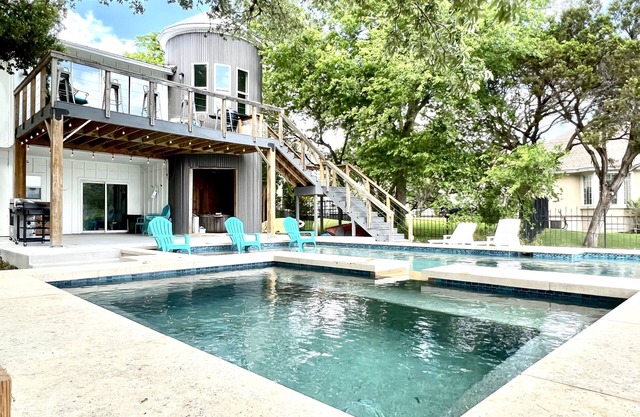 The Silo on Lake Travis. A unique farm style house with resort pool and spa