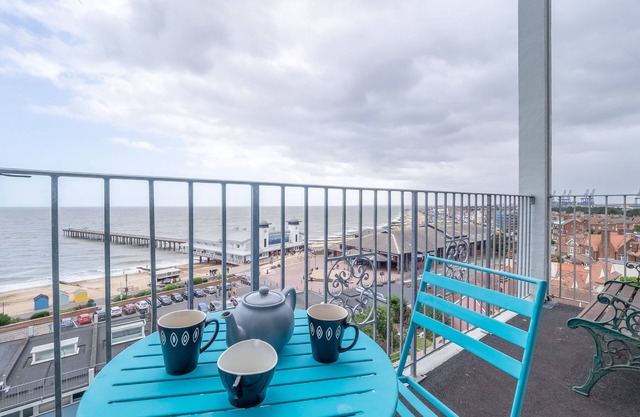 This apartment has absolutely amazing views of the waterfront and pier.