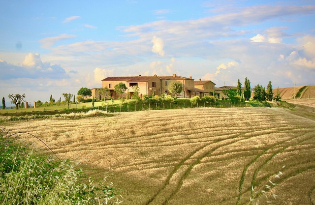 Traditional Tuscan farmhouse with 360° view near Montalcino and Siena