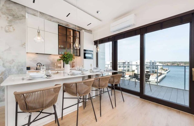 Unique interiors in a modern seaside marina
