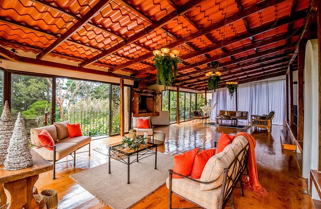 View paradise with an expansive yard, wood-burning fireplace, and W/D