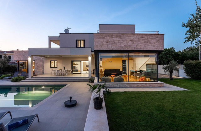 Villa Anni for 10 people in Porec with heated pool, sea view & kids room and playground