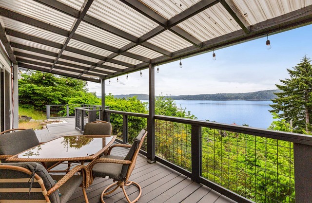 Water-view home overlooking Hood Canal with large deck & firepit - dog-friendly