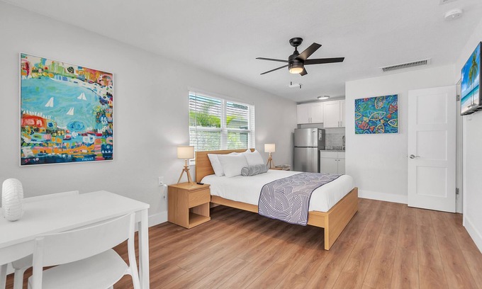 Treasure Island Apartment | 🌞400 ft to the Beach👙Onsite Heated Pool🐬Bungalows #8🌴Grills🐶Dogs Welcome!