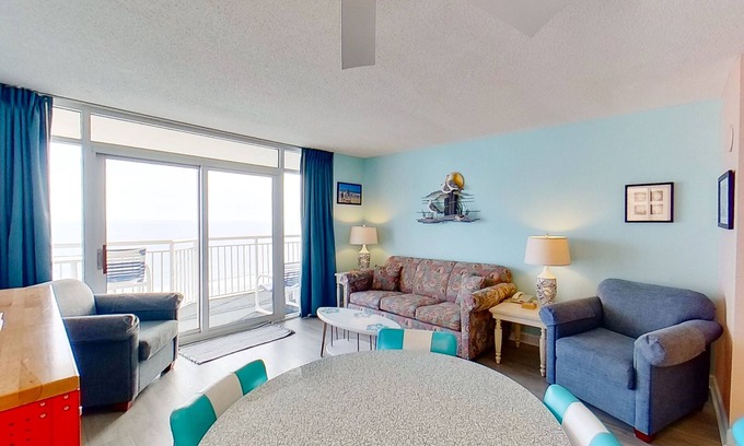 Crescent Beach House | 8th floor oceanfront condo, shared pool, central AC, shared hot tub