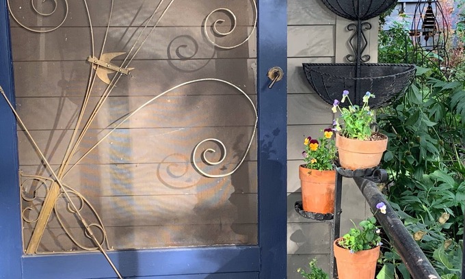 The Dalles Apartment | A shady retreat within a flower garden, with a boutique hotel feel. Close in