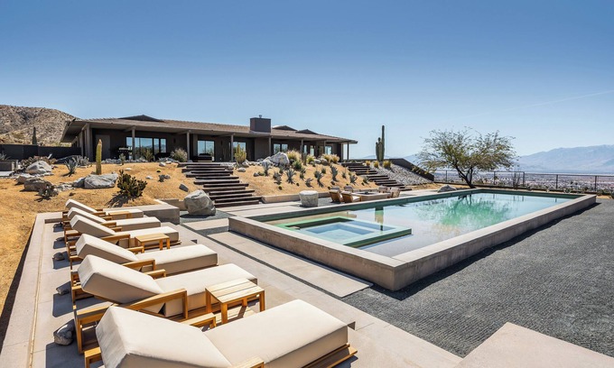 Desert Hot Springs House | Addendum Estate - 2 Pools, Panoramic Views & Luxe Privacy for Groups
