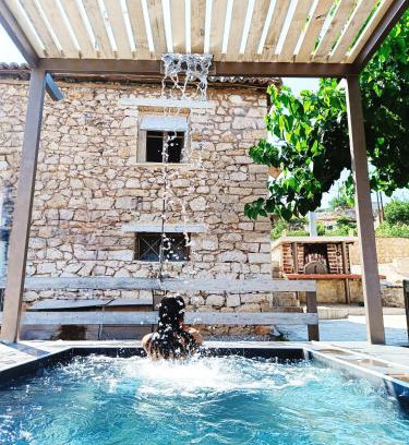 Corinth House | Agios Ioannis Stone Cottage with Private Heated Pool & Hydro-massage