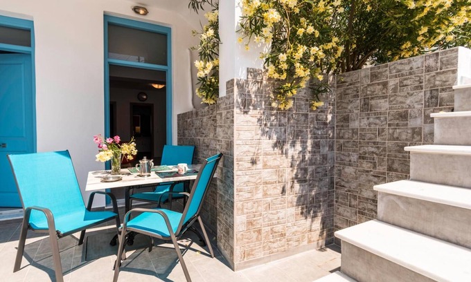 Perissa Apartment | Apartment 'Economy Semi-basement 1' with Private Terrace, Wi-Fi