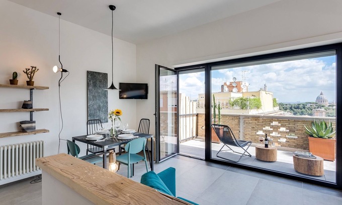 Quartiere XIII Aurelio Apartment | Apartment Vatican 5A | Terrace with view of Saint Peter's Basilica