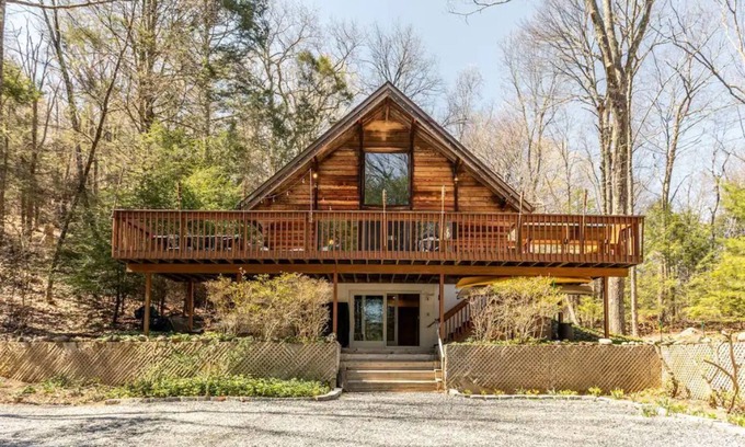 Bantam Cabin | Architect's A-Frame with a Salt Water Hot Tub on a Mountain in Litchfield