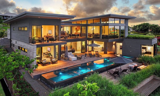 Poipu House | Architectural Stunner: Modern New Ocean-View Villa with Infinity Pool & Spa!