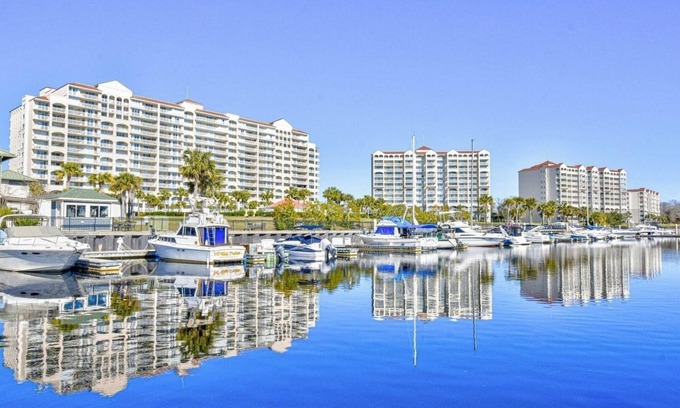 North Myrtle Beach Condo | Barefoot Resort Studio | Pool, Balcony & Waterway Views