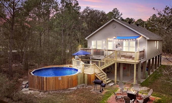 Shoreline Park House | Bay St. Louis Pool, Hot Tub, Ping Pong, Fire Pit, and Grill Waterfront Home