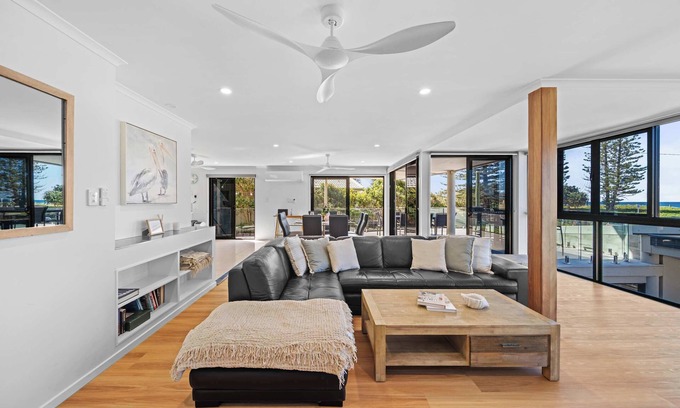 Buddina House | Beachfront at Buddina with Heated Pool & Sea Views
