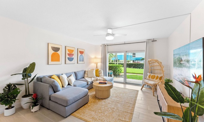 Banana River Estates Condo | Beachfront Condo w/Pool, Pier Access & Chic Design!