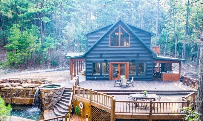 Broken Bow Cabin | Bear Trap - Truly Secluded Cabin on 2 Acres of Pine Forest with a Waterfall Pool