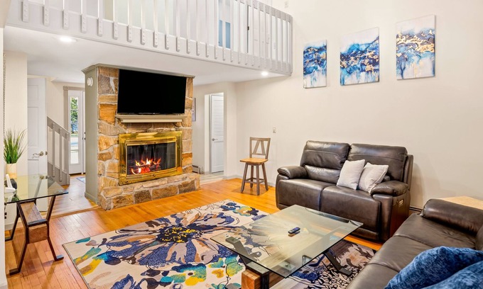 Queensbury House | Beautiful 3-story home with private pool, deck, grill, fireplace, game room, W/D