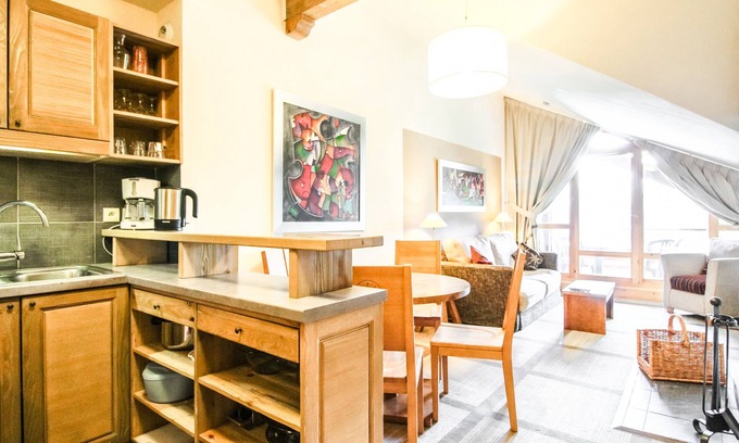 Flaine Apartment | Beautiful one-bedroom apartment with fireplace and stunning views