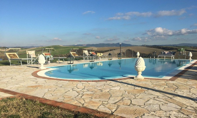 Lajatico Villa | Beautiful private villa for 7 guests with WIFI, A/C, private pool, TV, patio and panoramic view