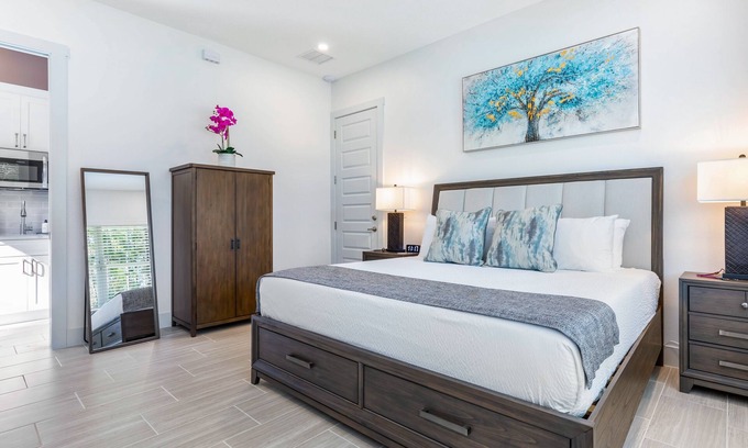 Palm Coast Apartment | Beautiful studio with heated pool, kitchenette, central AC, & firepit