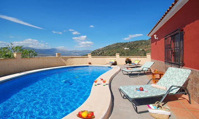 Comares Villa | Beautifully situated cosy country villa with pool. Pet friendly. Mountain views.