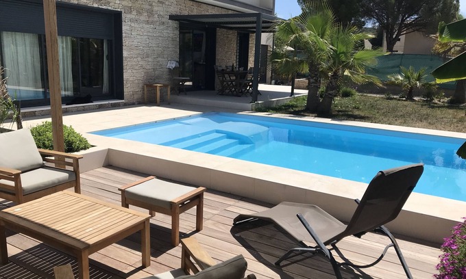 Balaruc-les-Bains Villa | Belle Villa Contemporaine Avec Piscine, Terrasses et Jardin Paysagé
