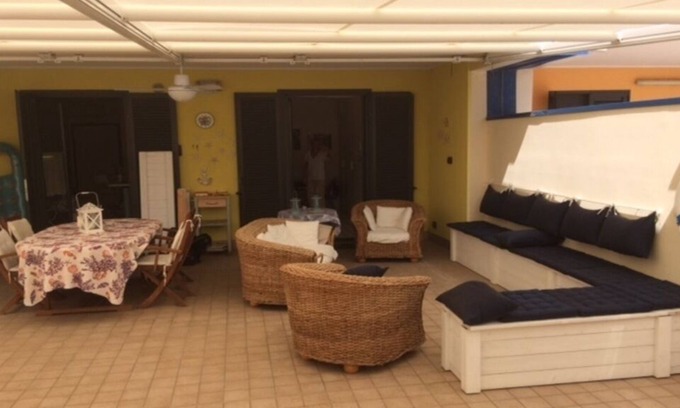 San Salvo Marina Apartment | Blue like the sea, ground floor apartment with large terrace.