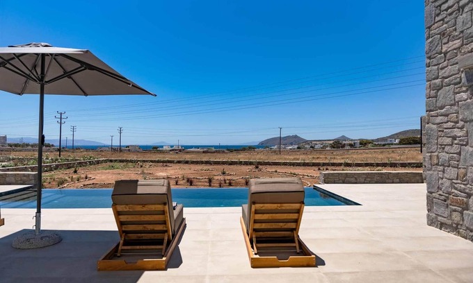 Ampelas Villa | Boho Chic Villa with Private Pool, Sea Views, Close to Naoussa