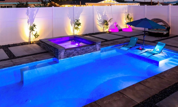 Desert Hot Springs House | Boho Desert Retreat-Saltwater Pool-Game Room-Sunsets