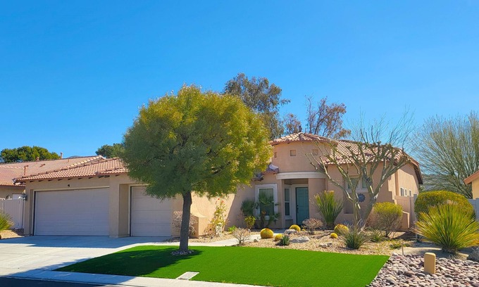Desert Hot Springs House | Breezy Oasis on Desert LinksnMountain views, spacious layout, refreshing escape.