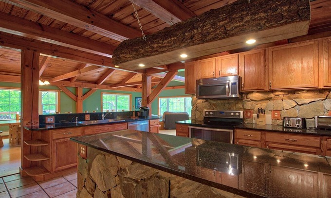 Waynesville Cabin | Brushy Creek-spacious cabin overlooking bold rushing creek, WiFi, HD cable TV in the game room, ...