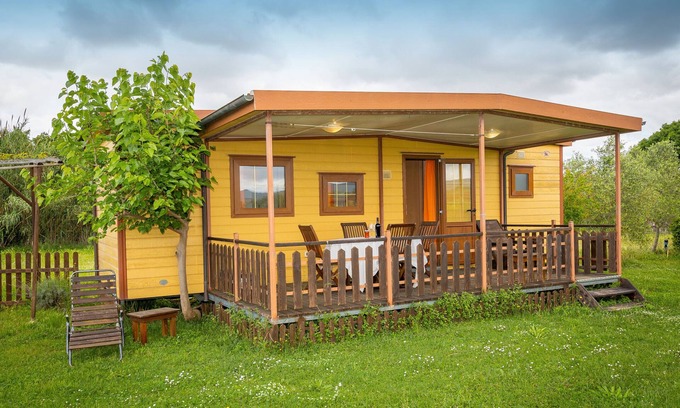 Bibbona House | Bungalow 'Stella 2' with Shared Pool, Private Terrace and Air Conditioning