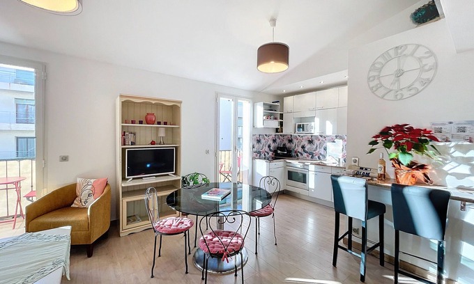 Prado - Republique Apartment | Cannes bright sunny close Ctr 2 BR flat mezzanine balconies Olam Properties