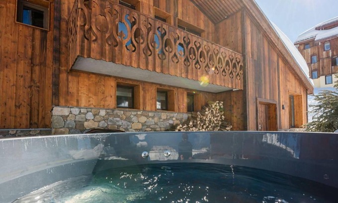 Plagne Villages Ski Chalet | Chalet, wifi, 10m from ski slopes, Ground floor, sauna, terrace, balcony, fireplace or stove, tv
