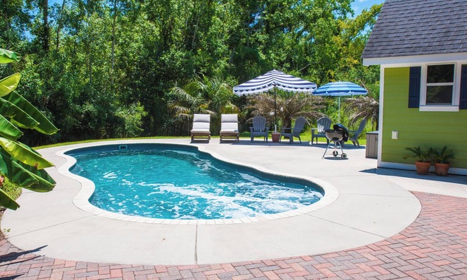 Waveland House | Charming 3-bedroom home with a private pool and firepit. 15 min from the beach.