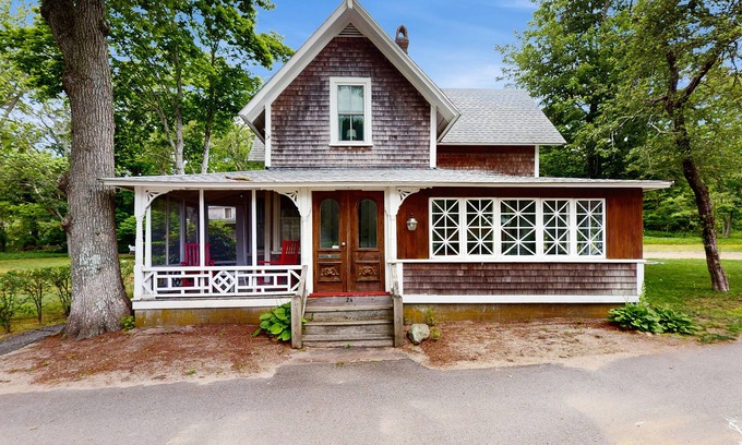 East Chop House | Charming home with walkable beach, large yard, deck, fire pit, and A/C