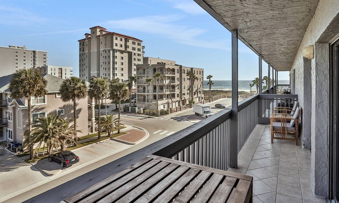 Neptune Beach Condo | Charming ocean view condo with kitchen, balcony & beach towels - close to beach