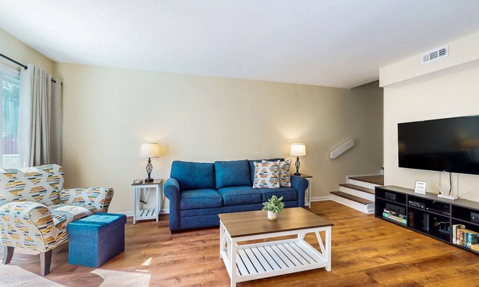 Brandy Wine Village South House | Charming townhome with patio, W/D, central AC, close to beach & golf