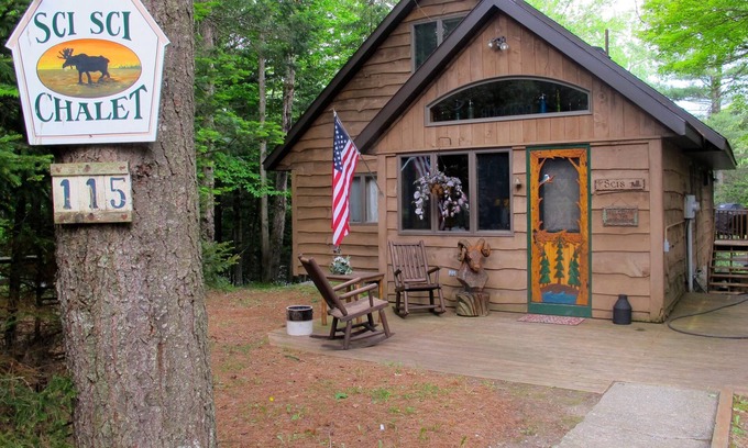 Old Forge Ski Chalet | Classic Adirondack Chalet on Moose River -Summer weekly rentals only Sat. to Sat