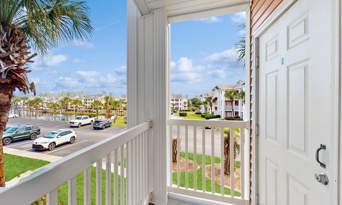 Carolina Forest Condo | Coastal condo with waterway views from balcony