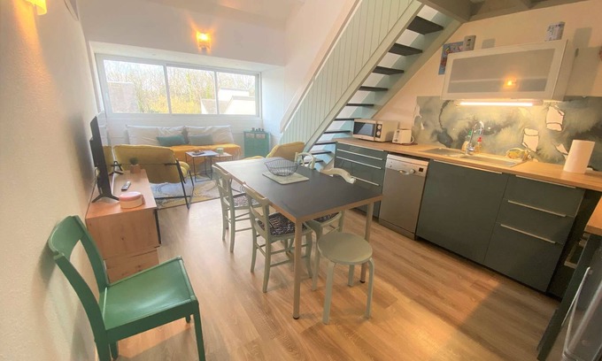 Combrit Apartment | Combrit, nice duplex with heated pool, tennis court and beach on foot