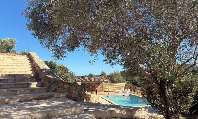 Favone Villa | Comfortable villa with private pool 300m from the beach, sea view and maquis