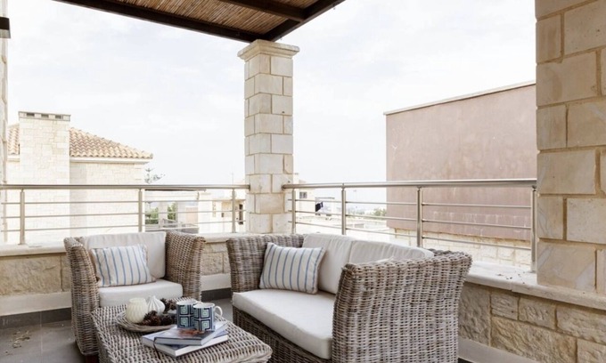 Old Hersonissos Apartment | Contemporary Maisonette Apartment with sea view roof top terrace