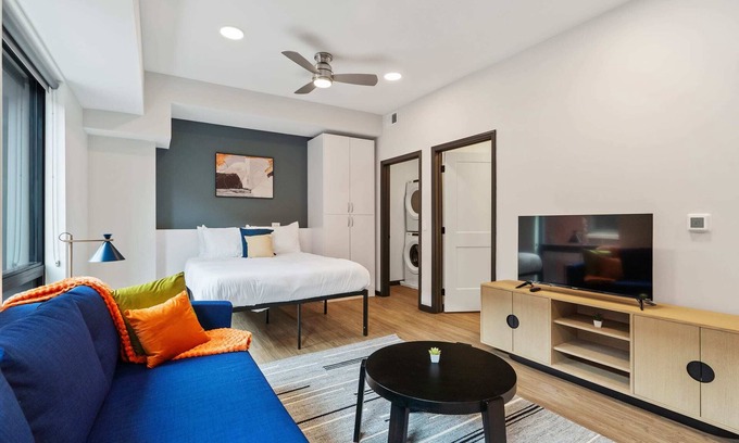 Lockerbie Square Apartment | CozySuites Mass with parking, lounge and roof deck 15