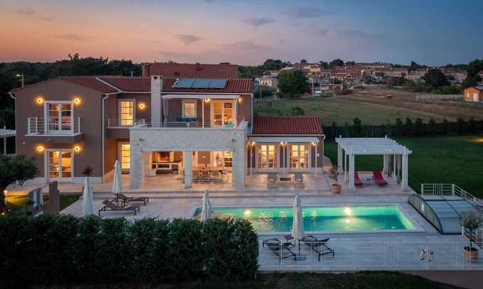 Rezanci Villa | Design Villa Terra* with 48m² pool, hot tub, golf court, fitness & spa house