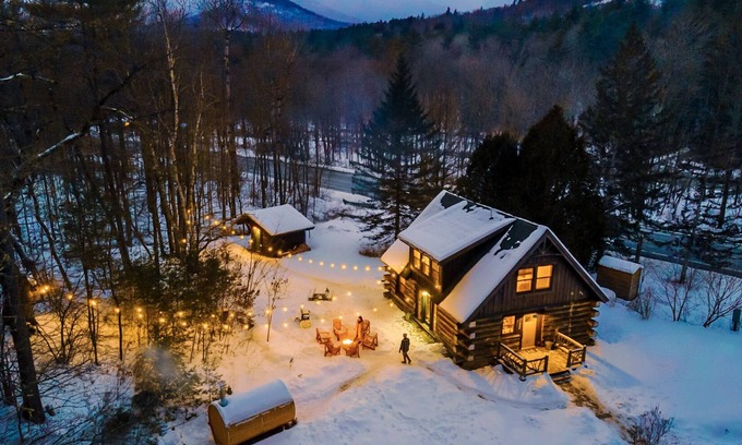 Upper Jay Cabin | Designer Log Cabin Near Whiteface Hot Tub, Sauna & Swimming Hole