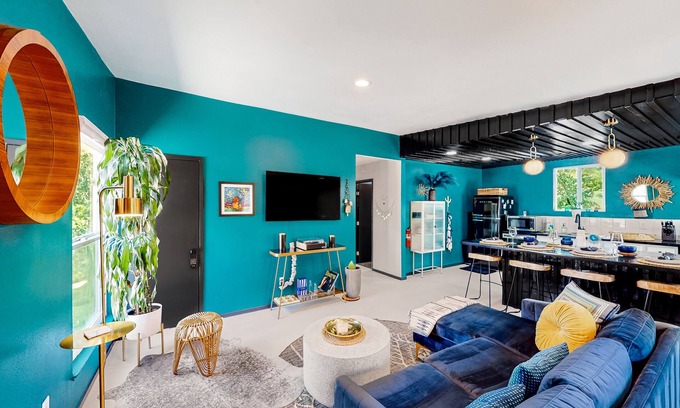 Joshua Tree House | Dog-friendly home near Joshua Tree NP with Cowboy pool, mountain view, firepit